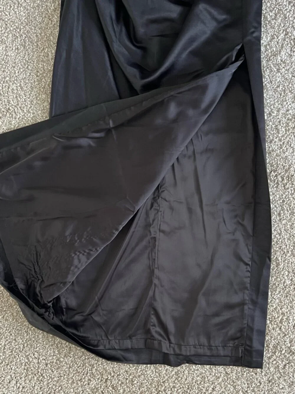House of CB Adrienne Black Satin Strapless Corset Maxi Dress Formal Sexy Size L - Picture 7 of 10